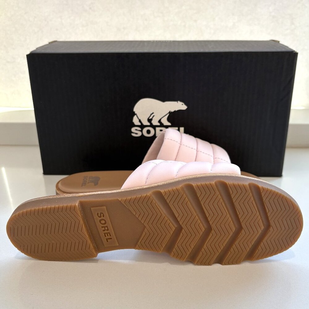 Sorel Ella III Slide Sandals Quilted Leather Slip On Flats Whitened Pink Size 7 - Picture 6 of 7